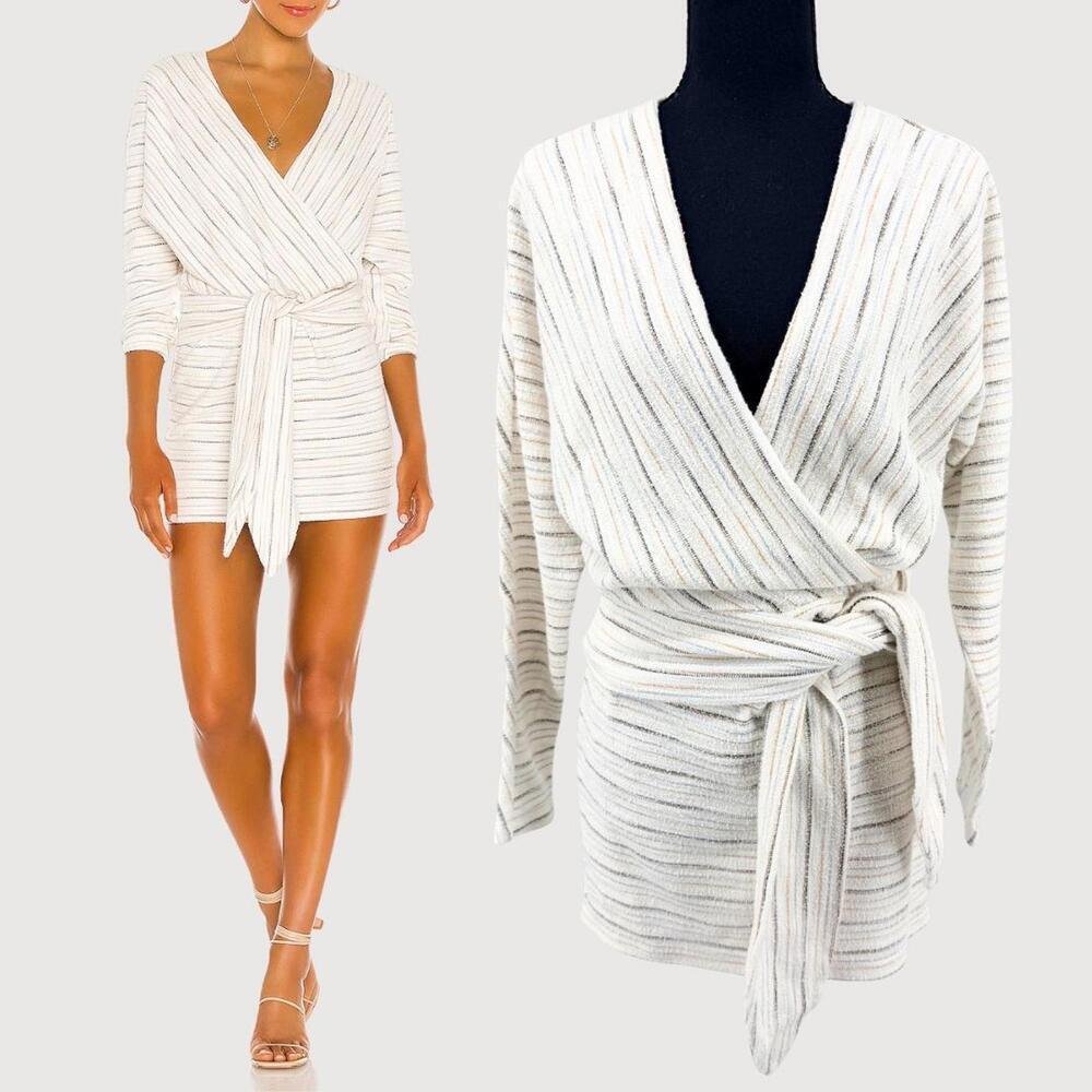 Saylor Kateri Wrap Mini Dress Ivory XS